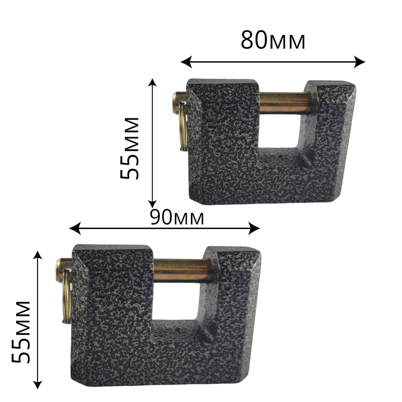 Замок амбарный 90 мм, прямоугольный, серый оптом